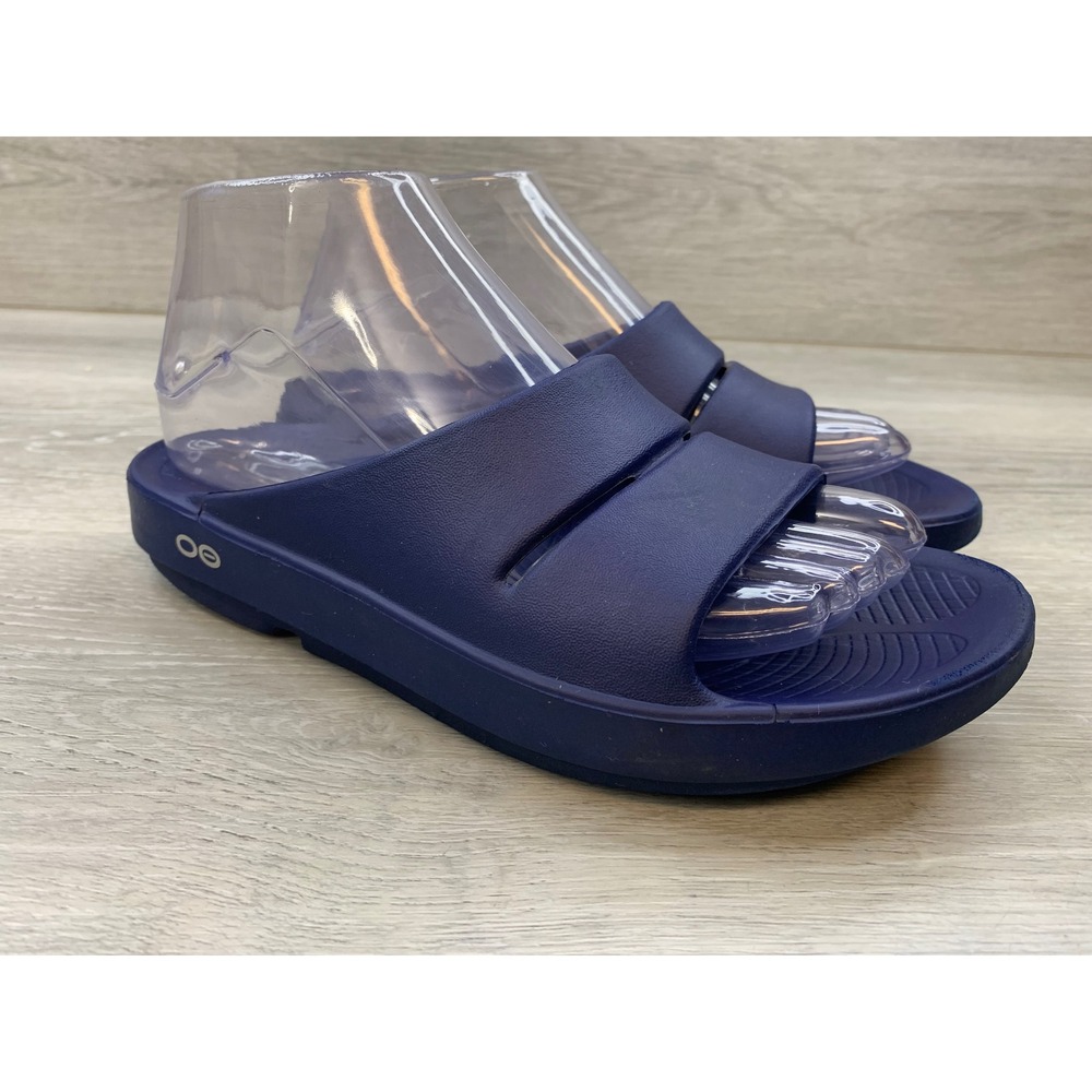 Oofos Ooahh  Women's Recovery Slides Navy Blue Sandals 7 EU 38 Comfort Shoes